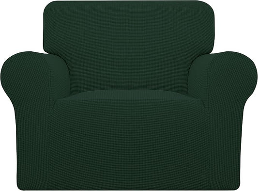 Easy-Going Stretch Chair Slipcover with Arm Washable Dark Green | 1-Piece Couch Sofa Cover Furniture Protector for Living Room Soft with Bottom For Kids, Pet. Spandex Jacquard by Easy-Going