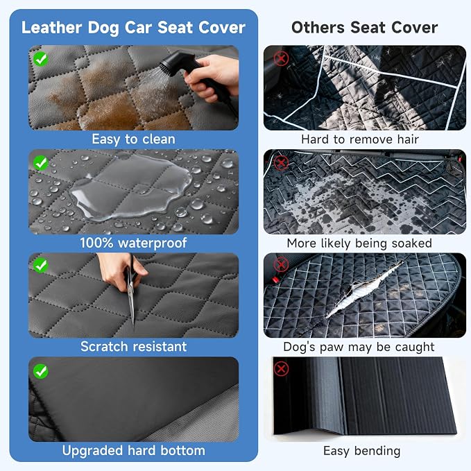 Dog Car Seat Cover Waterproof Vegan Leather, Scratchproof, Hard Bottom Back Seat Extender for Dogs, Non Slip Back Seat Protector with Mesh Window, Easy to Clean Fit Most Cars, Orange - Image 5