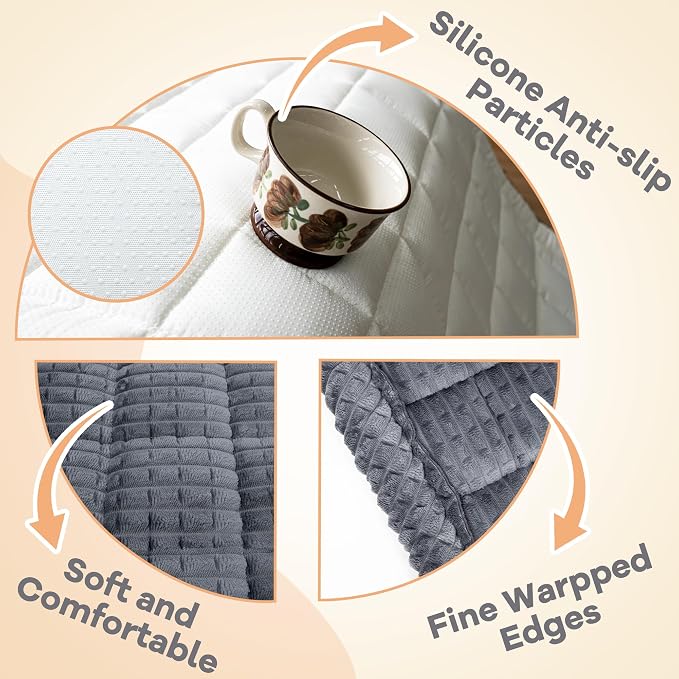 Dog Couch Cover Protector, Non Slip Dog Mat Grey-59 | Non-Slip Washable Dog Couch Protector Blanket, Thick Soft Mat Shields Sofa from Stains & Scratches, Furniture Cover for Dogs - Image 3
