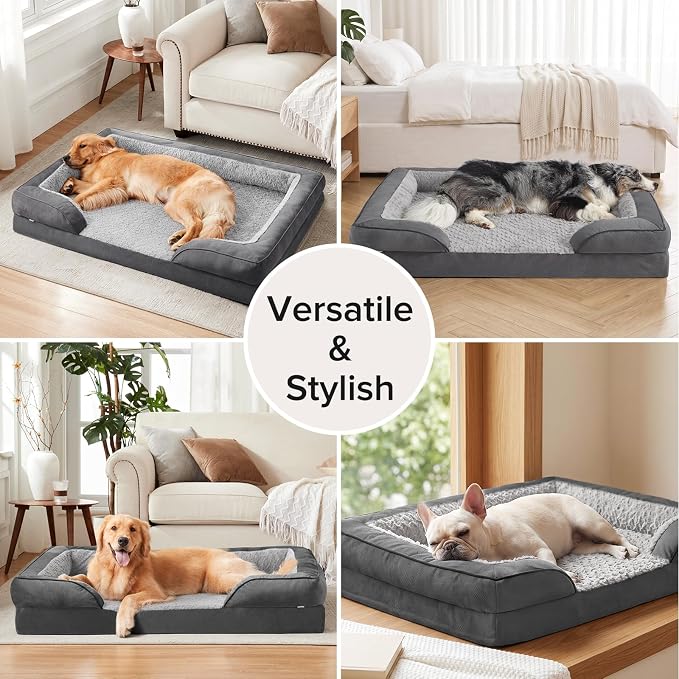 INVENHO Orthopedic Extra Large Dog Bed, XXL Waterproof Dog Sofa, Egg-Crate Foam Couch with Washable Removable Cover, Waterproof Lining and Nonskid Bottom - Image 9