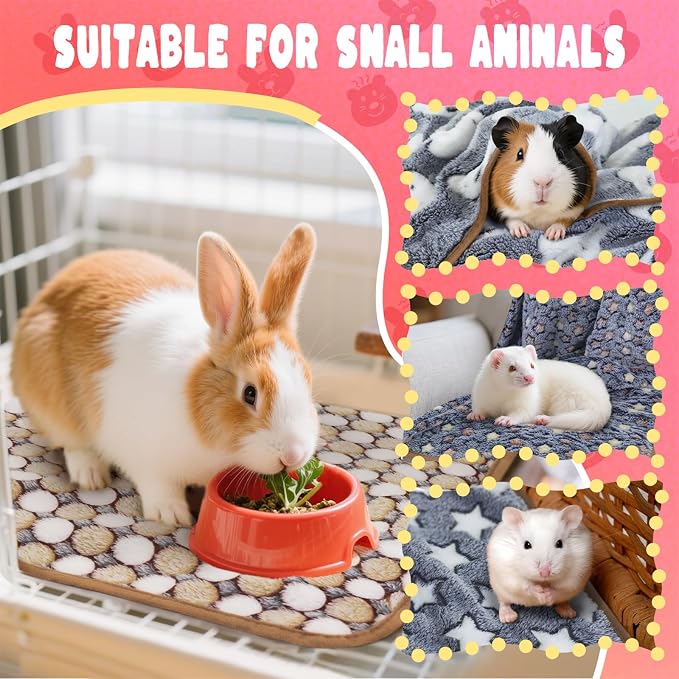Eilyliafe 6 Pcs Guinea Pig Blankets Bedding Small Animal Cage Liners Sleep Mat Absorbent Reusable Pet Pee Bedding Pad Cover for Hamster Ferret Chinchilla Rabbit Hedgehog (30 x 42 Inch) - Image 5