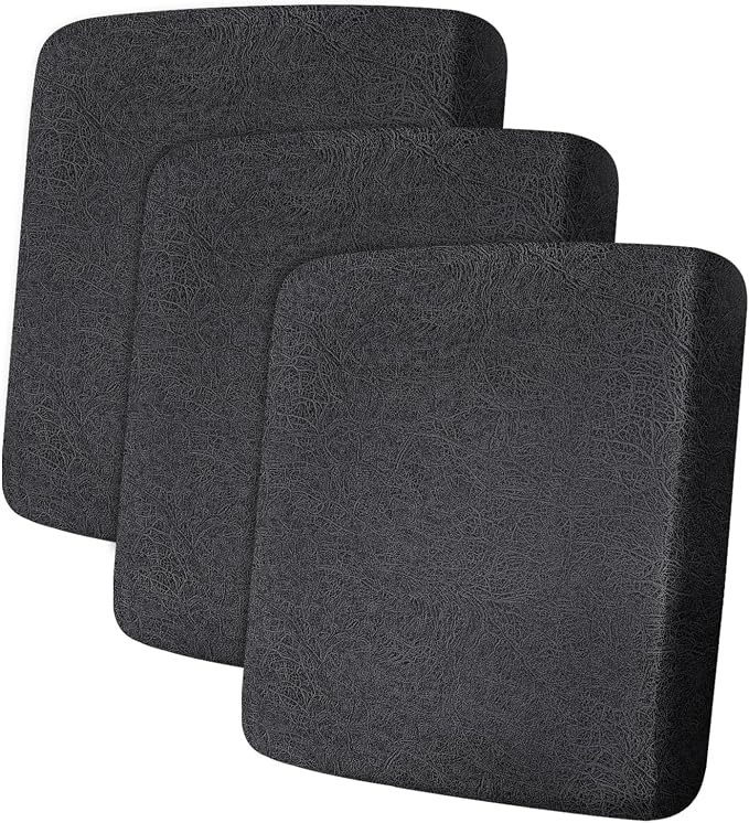 ANARACHON Leather Look Couch Cushion Covers Sofa Seat Slipcovers Sets Couches Furniture Protector for Sectional Armchair Loveseat Pets Kids Stretch Spandex Fabric (3 Cushion Sofa, Dark Grey) by ANARACHON