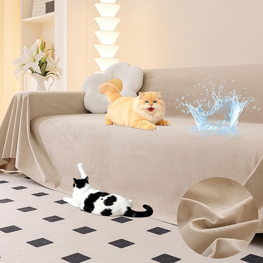 LOllON Cat Scratch Couch Cover Waterproof 134"x91" Non-Slip | Pet-Friendly Couch Protector, Anti-Scratch & Waterproof Sofa Cover For Cats Dogs Kids, Machine Washable by Loiion