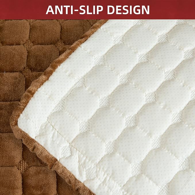 Couch Cover Sectional Couch Covers Non Slip Sofa Covers Washable for 3 Cushion Couch L Shaped Couch Protector Sofa Slipcovers for Kids Dogs Pets,Velvet,Coffee,36''x63''(Only 1 Piece) - Image 5