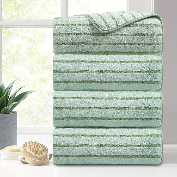Mistyrose Bath Towels,4 Pack Light Green 35"x70" Large Bath Towels Microfiber Absorbent XL Bath Sheets Super Soft Towels for Bathroom Quick Dry Oversized Shower Towels for Family Hotel Spa Gym by Mistyrose