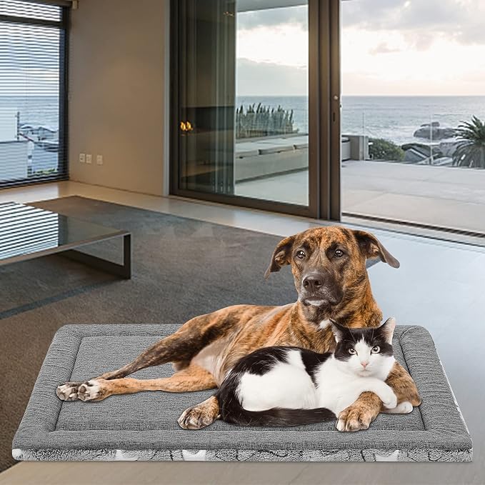 EMPSIGN Dog Crate Pad for 54"x37" Dog Crate, Star Pattern/Grey | Reversible Kennel Mat (Cool & Warm), Machine Washable, Cozy Star Pattern Sleeping Pad, All-Season Pet Bed - Image 5