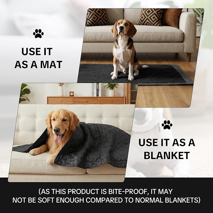 HOMBYS Edge-Reinforced Indestructible Dog Blanket 40"x28", Chew Proof Tear-Resistant & Waterproof Pet Blanket for Aggressive Chewers, Heavy-Duty Furniture Protector for Couch, Bed & Crate, Black - Image 5