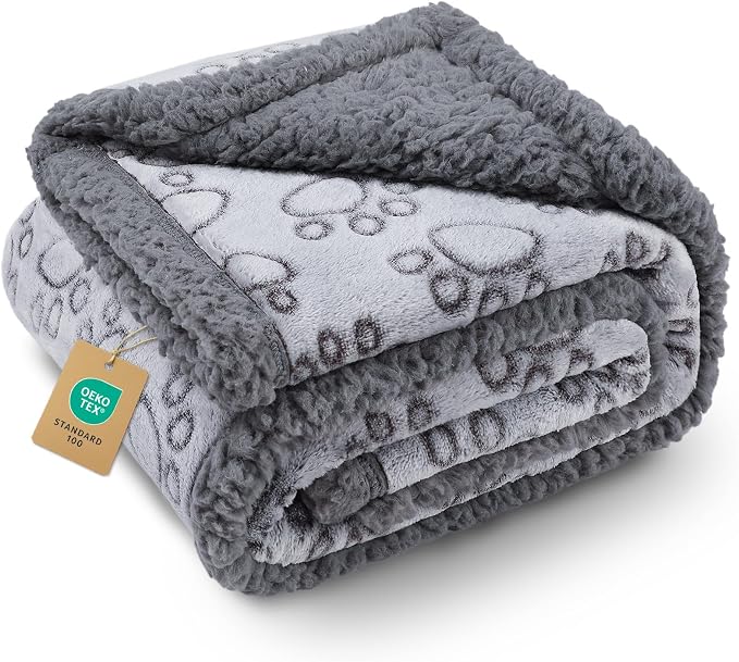 Luciphia Waterproof Pet Blankets for Couch Sofa Bed Cover Liquid Pee Proof Washable Soft Fluffy Large Dog Blanket Reversible Furniture Protection Paw Grey Medium（57" x 40"） | Soft Print Pet Blanket Washable Pee Proof, Furniture Protector for Couch Sofa... by luciphia