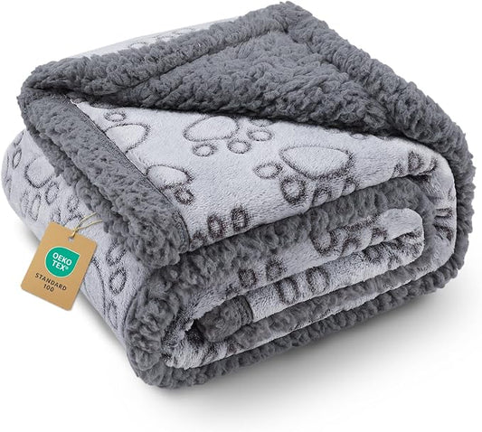Luciphia Waterproof Pet Blankets for Couch Sofa Bed Cover Liquid Pee Proof Washable Soft Fluffy Large Dog Blanket Reversible Furniture Protection Paw Grey Medium（57" x 40"） | Soft Print Pet Blanket Washable Pee Proof, Furniture Protector for Couch Sofa... by luciphia