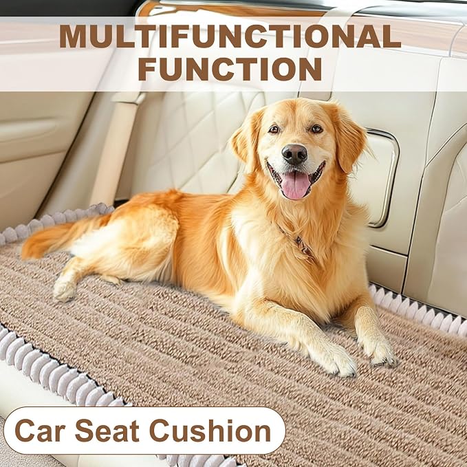 STACYPIK Plush Sherpa Khaki Pets Couch Cover, Non Slip Geometric Sofa Cover for Sectional, Washable Furniture Protector for 2 Cushion Couch, Multi-use Dogs Bed Mat Pet Friendly-27.6x59.1IN - Image 6
