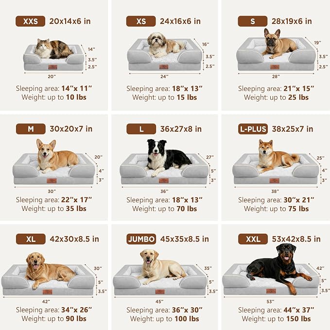Comfort Expression Orthopedic Dog Bed for Extra Large Dogs with Bolster | Waterproof Dog Couch Bed with Washable Cover & Non-Slip Bottom, Supportive Egg Crate Foam XL Pet Bed, 42x30 Inch - Image 8