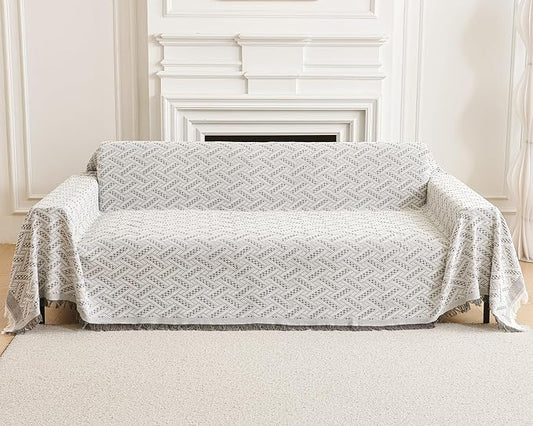 AIVIA Loveseat Cover Sheet Blanket, Reversible Anti Slip Cushion Covers for 2 Seater Couches with Armrest, Love-Seat Furniture Decor Slipcovers Protector for Dogs Cats Pets (Gray White 71"x102") by AIVIAChairCouchSofaCoverThrowBlanket