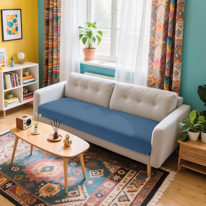 Hokway Couch Cushion Covers Stretch Cushion Covers Sofa Seat Cushion Slipcover Cushion Protector(DenimBlue, Medium) - Image 2
