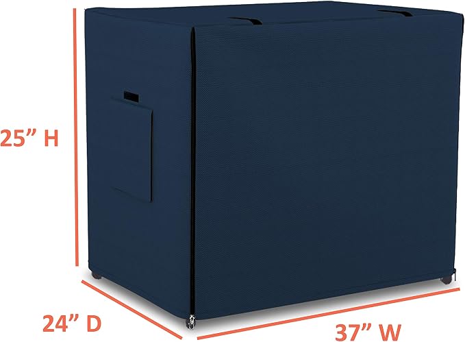 Dog Crate Cover 12 Oz Waterproof - Heavy Duty Privacy Dog Crate Cover with Mesh Pocket & Roll Up Window - Universal Fit Dog Kennel Cover (25" H x 37" W x 24" D, Blue) - Image 3