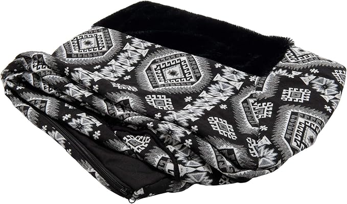 Furhaven Replacement Dog Bed Cover Plush & Southwest Kilim Décor Sofa-Style, Machine Washable - Black Medallion, Medium by FurHaven