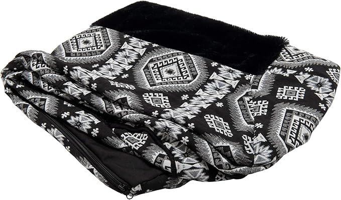 Furhaven Replacement Dog Bed Cover Plush & Southwest Kilim Décor Sofa-Style, Machine Washable - Black Medallion, Large by FurHaven