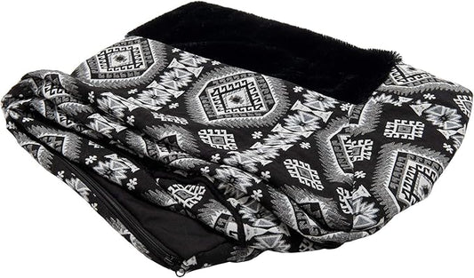 Furhaven Replacement Dog Bed Cover Plush & Southwest Kilim Décor Sofa-Style, Machine Washable - Black Medallion, Large by FurHaven