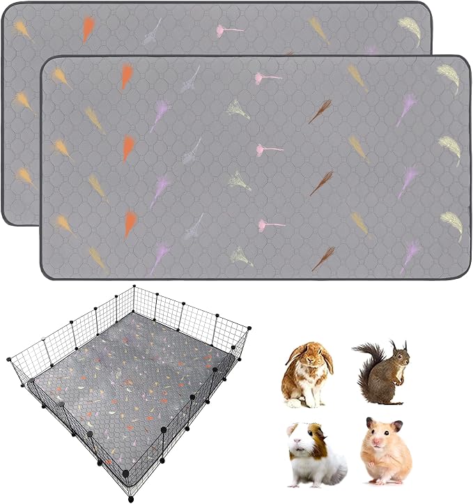 2Pcs Guinea Pig Cage Liners,Guinea Pig Fleece Cage Liners48''X60'' Super Absorbent Washable Pee Pads Reusable for Rabbit Hamster Chinchilla by LWYMX