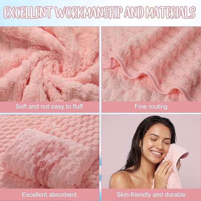 SmoothNovelty 8 Pack Microfiber Bath Towels Bulk 27'' x 60'' Oversized Bath Towel Highly Absorbent Extra Large Shower Sheets Soft Drying for Beach Pool Bathroom Salon Party(Pink) - Image 3