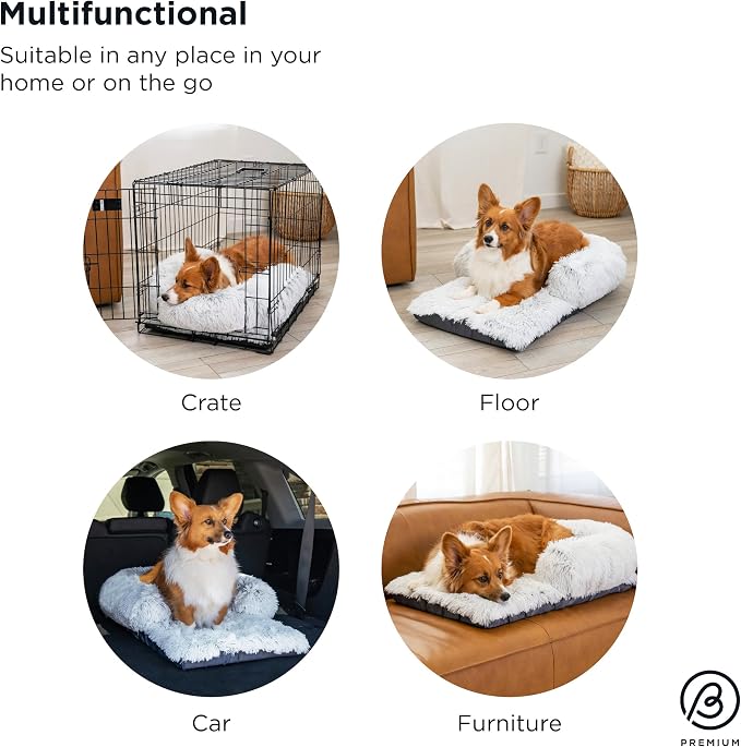 Best Friends by Sheri Nap Mat Dog Bed with Bolster - Washable Crate Pad, Removable Cover, Frost, Medium, 30x17 - Image 5