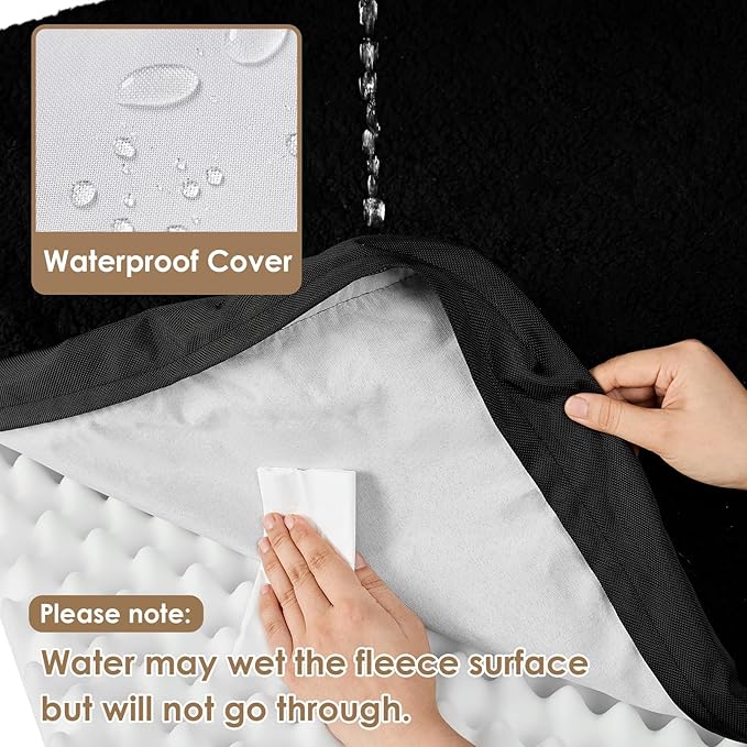 EHEYCIGA Orthopedic Dog Bed Large with Removable Washable Cover, 50IN Black | Egg Crate Foam Support, Durable Oxford fabric, Non-Slip Bottom, Machine Washable, Soft Waterproof Plush Pet Bed Mat For Crate - Image 5