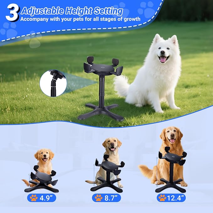 Dog Bowls,Elevated Adjustable Dog Bowl Stand with 3 Heights & Tilted Feeding Design, Raised Stand Compatible with Medium & Large Breeds(2 Pack) Black - Image 5