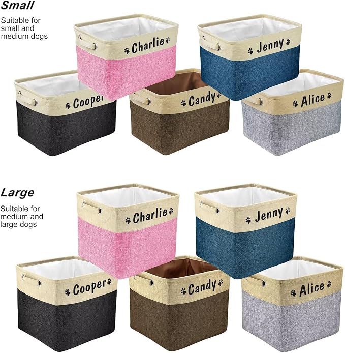 PET ARTIST Collapsible Dog Toy Storage Basket Bin with Personalized Pet's Name - Rectangular Storage Box Chest Organizer for Toys, Clothing, Apparel & Accessories - Image 7