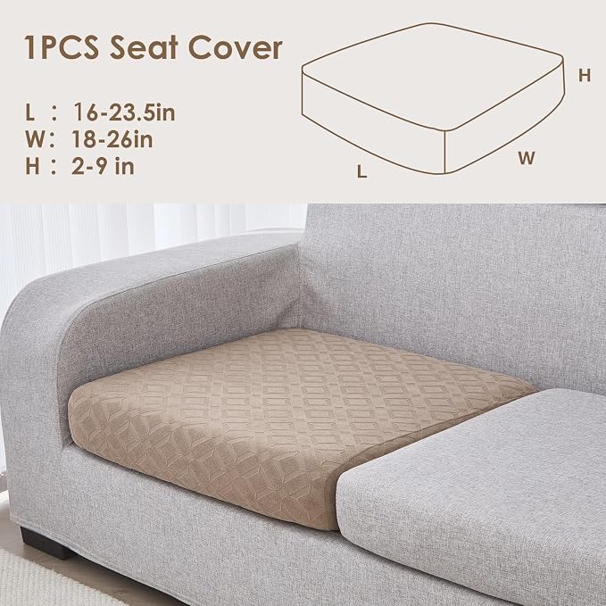 Genina Waterproof Couch Cushion Covers for Pets Washable Sofa Seat Covers | Non Slip,Stretch Jacquard Fabric,Pet Hair & Scratch Protection,Easy Installation,Furniture Protector,Sectional Sofa,1 Piece - Image 6