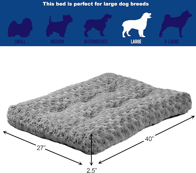 MidWest Homes for Pets Large QuietTime Deluxe Gray Ombré Swirl Plush Pet Bed, Machine Washable, Non-Skid Bottom, Soft Crate Mat for 42-inch Crates - Image 3