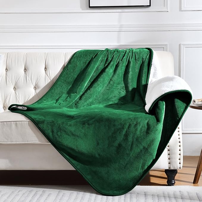 Waterproof Blanket for Bed Couch Sofa, Soft Liquid Pee Proof Pet Blanket for Dog Puppy Cat, Reversible Sherpa Fleece Furniture Protector (Green, 60x80 inches) by Yaning