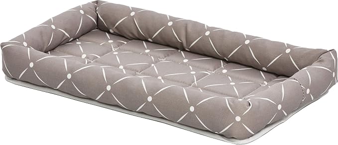 MidWest Homes for Pets 40236-MRD Quiet Time Couture Ashton Bolster Pet Bed, Intermediate Dog/36, Mushroom, Mushroom & White Diamond Pattern, 36-Inch by MidWestHomesForPets