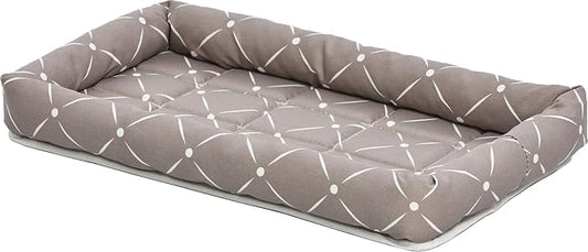 MidWest Homes for Pets 40236-MRD Quiet Time Couture Ashton Bolster Pet Bed, Intermediate Dog/36, Mushroom, Mushroom & White Diamond Pattern, 36-Inch by MidWestHomesForPets