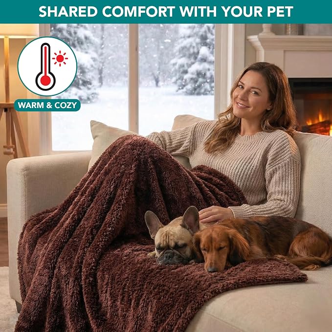 PetAmi Fluffy Waterproof Dog Blanket for Couch and Bed, Reversible Sherpa Pet Throw, Pee Proof Furniture Protector Sofa Cover, Washable Cat Blanket for Small Medium Dogs and Cats (Brown, 29x40) - Image 4