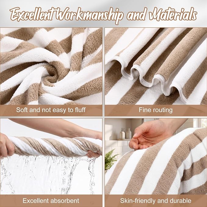 SmoothNovelty 12 Pack Microfiber Bath Towels Bulk 30'' x 70'' Oversized Beach Towel Extra Large Big Shower Body Sheet Highly Absorbent Soft Drying for Pool Bathroom Salon Hotel Party(Camel) - Image 3