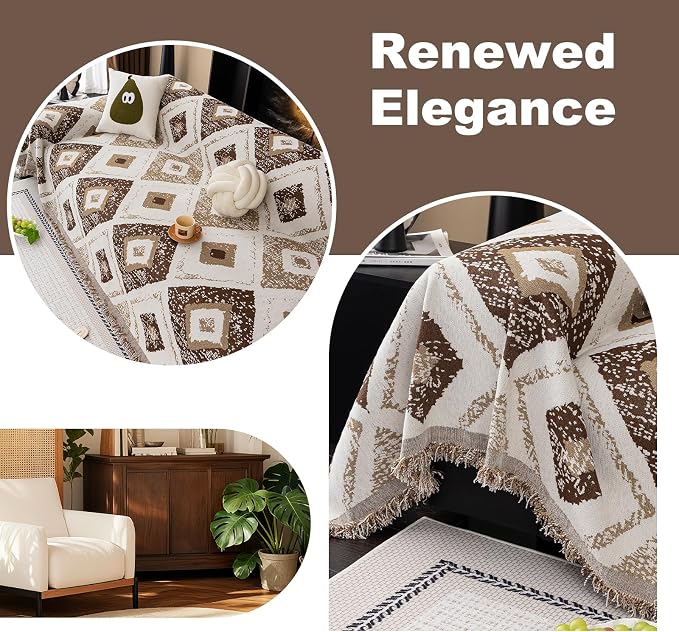 ROOMLIFE Couch Cover Boho Sofa Covers for 3 Cushion Couch Washable | Furniture Protector Sofa Couch Cover for Dogs, Soft Breathable Sofa Slipcover, Couch Throw Blankets with Tassels 71''X134'' - Image 8