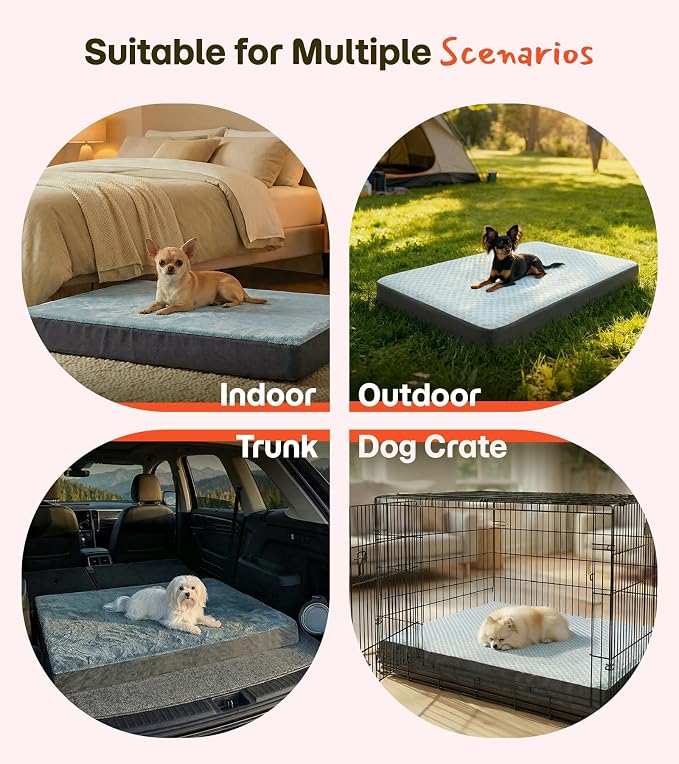Orthopedic Cooling Dog Bed for Small Dogs & Cats, Waterproof Pet Bed with Dual Surface Removable Washable Covers, 35 x 22 Inch Dog Crate Bed with Egg Crate Foam - Image 7