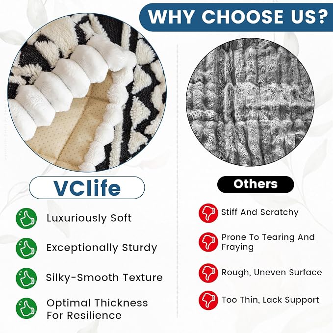 VClife Boho Couch Cover, Soft Fuzzy Couch Covers for Dog, Non-Slip Furniture Protector, Washable Durable Sofa Covers for Couch/Bench, Tribal White Black Geometric Slipcover, 27.6" x 82.7" - Image 9