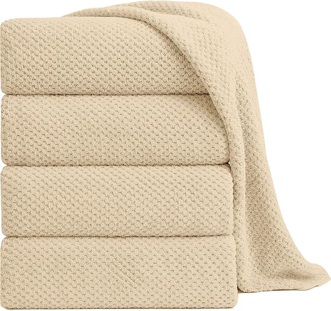 Extra Large Bath Towel Sheet Set 35x70 Inches - Oversized Bath Towels Set,Jumbo Large Microfiber - Quick Dry,Lightweight,Super Soft,Highly Absorbent Towel Set for Bathroom,Hotel,SPA,Pack of 4(Camel) by Smuge