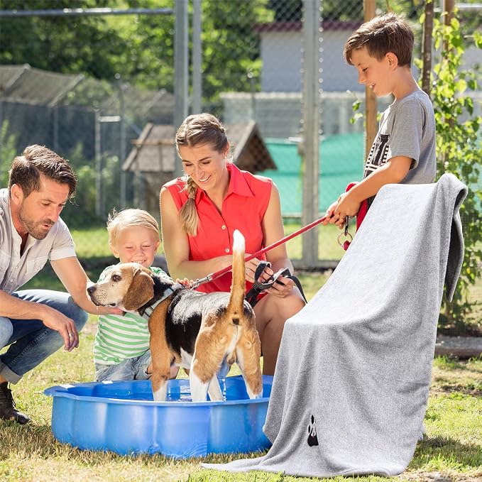 Dogvingpk Extra Large Dog Towel Super Absorbent Soft Quick Drying Microfiber Pet Bath Towels for Large & Medium Dogs (XL-55" * 36", Grey) - Image 2