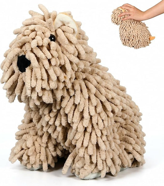 Tegeme 1 Pcs Chenille Dog Hand Towel Fuzzy Towel Absorbent Microfiber Soft for Bathroom Kitchen Washstand (Khaki,Siting Dog) by Tegeme