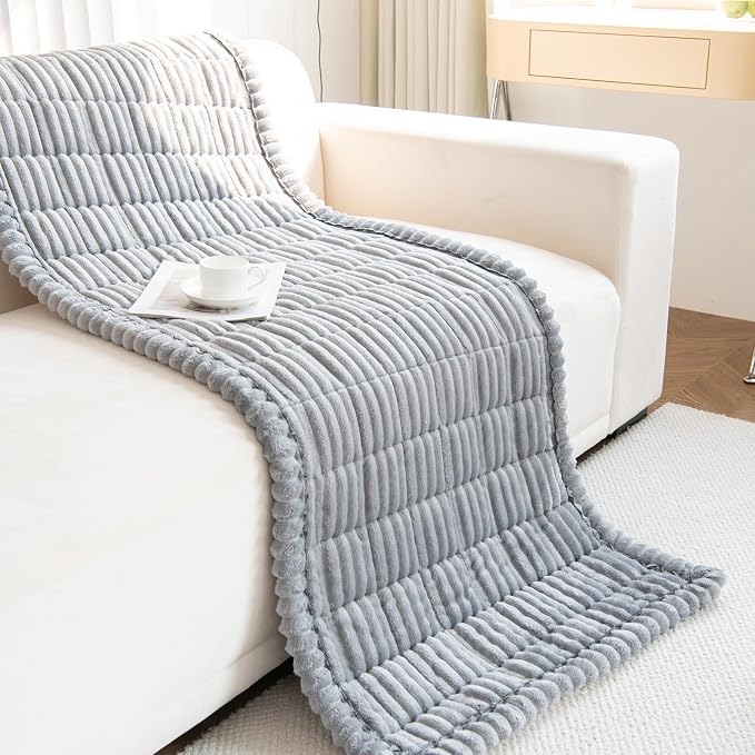 New Thick Sofa Covers Washable - Soft Corduroy Universal Sofa Cover 2 3 4 Seater, Non-Slip Couch Cover, Couch Seat Covers Sofa Slipcovers Furniture Protector for Living Room (Light Grey, 70x150cm) - Image 8