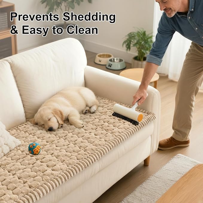 Smiry Non Slip Couch Covers for Dogs, Scratch Resistant Pet Sofa Protector | Machine Washable Soft Fuzzy Thick Furniture Cover for Sofa Loveseat Sectional Large Dogs, Khaki, 35.4" x 82.7" - Image 6