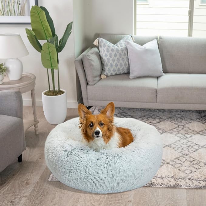 Best Friends by Sheri The Original Calming Donut Dog Bed for Medium Dogs up to 45 lbs, Shag Faux Fur, Frost Gray, Medium, 30" x 30" - Image 7