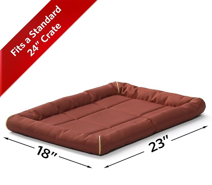 MidWest Homes for Pets Small QuietTime MAXX Ultra-Rugged Dog Bed, Water & Odor Resistant, Bolstered Edge, Non-Slip Bottom, Fits 24-inch Crates, Brick - Image 2