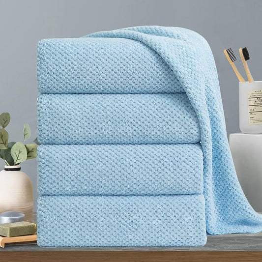 Hailea Extra Large Bath Towels Set 35x70 Inches - Blue Luxury 600 GSM Oversized Bath Sheet Towel,Ultra Soft Microfiber - Quick Dry,Highly Absorbent Shower Towels Spa Hotel Bathroom Towel Set (4-Pack) by Hailea