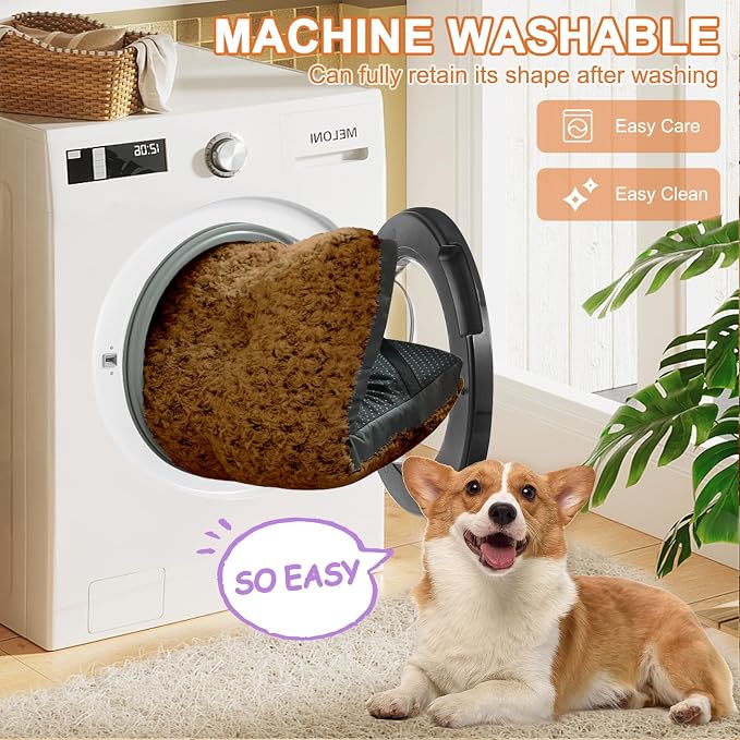 POCBLUE Washable Dog Beds for Crate, Small Plush Pet Mat for Cages, Anti-Slip Crate Pad for Outdoor/Indoor/Car Use, Comfy & Soft Kennel Pad for Dogs and Cats Up to 25 lbs, 23"x17", Brown - Image 5