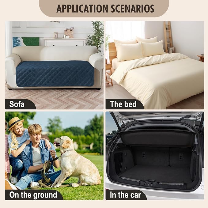 Genina Waterproof Couch Cover, Washable Anti-Slip 67 inch Sofa Covers with 3 Cushions, Sectional Couch Covers for Pets Friendly, Sofa Slipcovers for Dogs Cats, (67inch/Peacock Blue) - Image 6