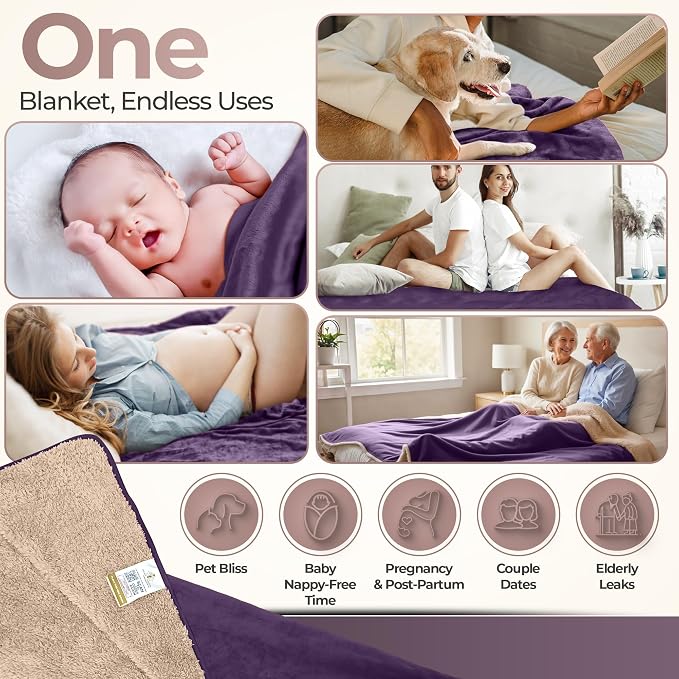 Sacred Weapon Waterproof Blanket for Bed Intimacy – Sherpa Fleece Intimacy Blanket – Love Throw for Couples – Manta Impermeable para la Intimidad – Splash Stain Proof Mattress Protector – Purple 50x80 - Image 6