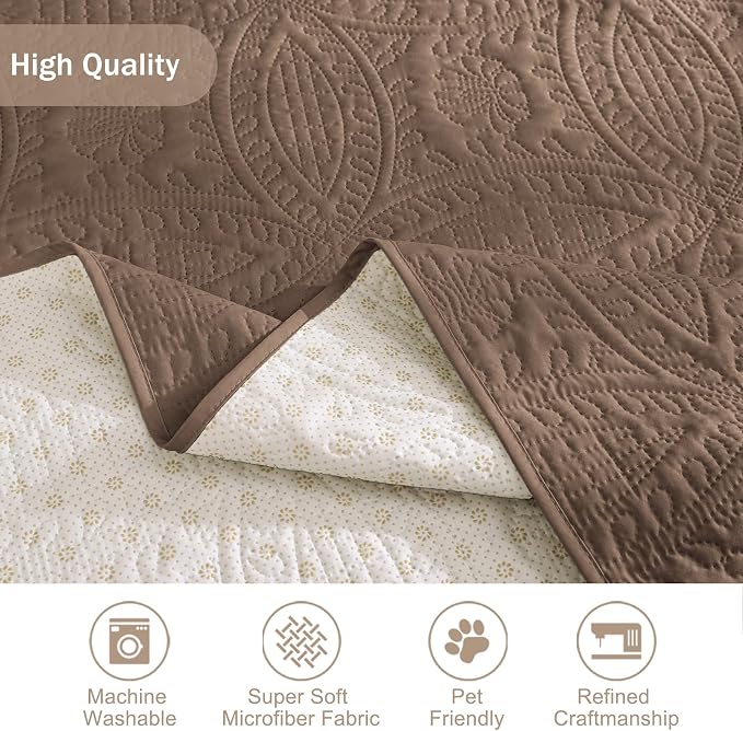 Toffee Quilted Recliner Covers, Camel Large Recliner Chair Covers, Lazy Boy Chair Covers, Pet Friendly Recliner Slipcover for Dogs, Washable Furniture Protector (Recliner 30", Raw Umber) - Image 5