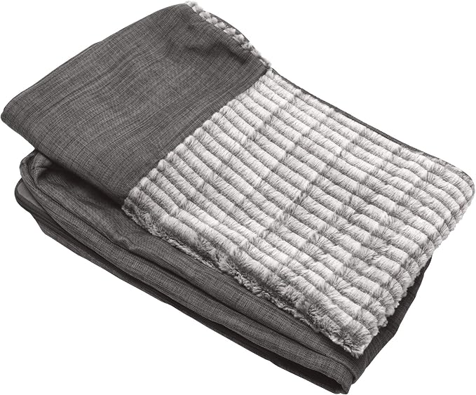 Furhaven Replacement Dog Bed Cover Luxe Faux Fur & Performance Linen Sofa-Style, Machine Washable - Charcoal, Jumbo Plus (XX-Large) by FurHaven